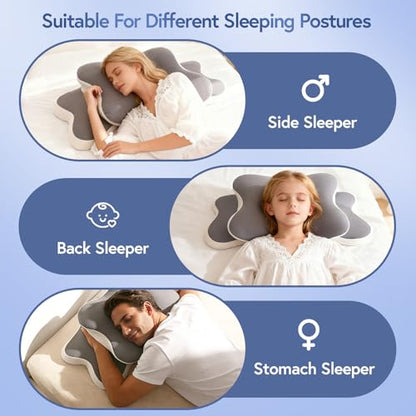 Sleep Apnea Pillow for Side Sleepers, Cervical Neck Pillow for Neck Pain Relief, Ergonomic Contour Memory Foam Pillow with Cooling Washable Cover for Back, Side & Stomach Sleepers