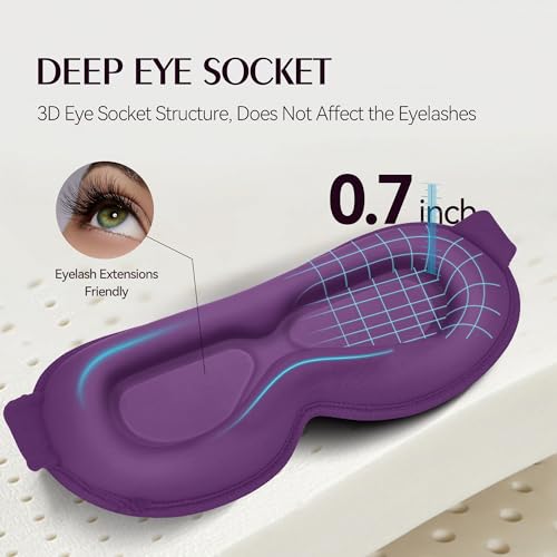 Weighted Sleeping Mask for Women Men 2 Pack 3D Contoured Eye Masks for Sleep (Black,Purple) - color: Black Purple