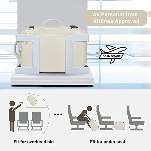 Hanples Travel Backpack for Women Men Large Carry On Person Item Flight Approved 17 In Laptop Backpack Waterproof anti theft Casual Luggage with 2 Toiletry Bag(Beige) - color: Beige, size: Large