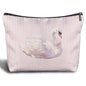 Coquette Pink Bow Swan Makeup Bag, Swan Gifts for Women Cosmetic Bags, Pink and White Striped Preppy Animal Makeup Zipper Pouch - color: Pink Bow Swan