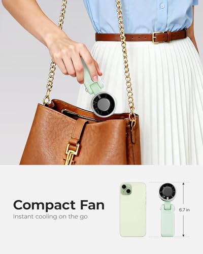 Portable Handheld Turbo Fan - 5 Gear High Speed 4000mAh Rechargeable Mini Personal Hand Fan Blow Cold Air, Battery Operated Travel Essentials, Beach Vacation, Gifts for Women, Men (Green) - color: Green
