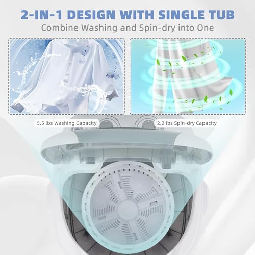Elevon Mini Spin Dryer Portable Washing Machine, Compact Laundry for Home, Apartment, RV, Gray - style: Mini, Gray