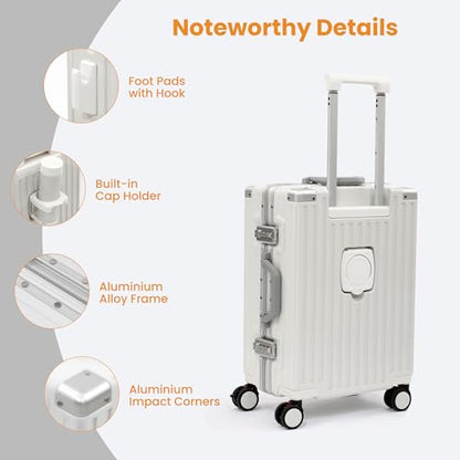 VentureVault Carry On Luggage 22x14x9 Airline Approved, Zipperless Luggage Carry On, Hard Shell Suitcases with TSA Lock, Lightweight Carry On Suitcases with Aluminum Frame (white, 20inch) - color: White, size: 20inch