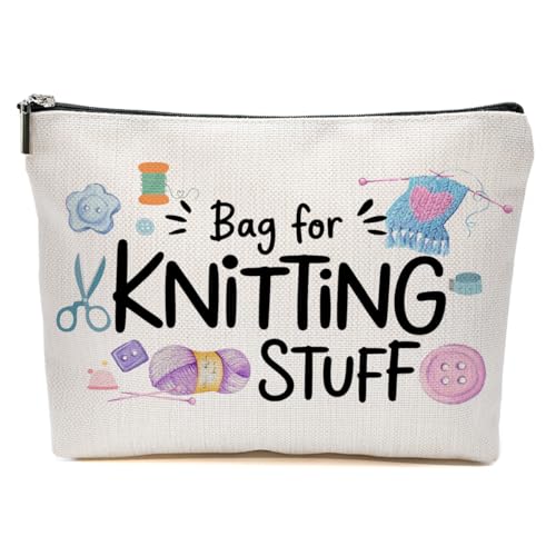 JIUWEIHU Crochet Gifts Makeup Bag, Knitting Gift Cosmetic Bags Travel Organizer Bag Zipper Pouch, Christmas Birthday Gifts for Women Sister Mom Friend, Crochet Gift for Crochet Lovers - color: Multicolor 0056