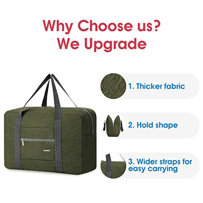 For Spirit Airlines Personal Item Bag Foldable Travel Duffel Bag Tote Carry on Luggage Duffle Overnight for Women and Men - color: 1112-Thick Series Army Green