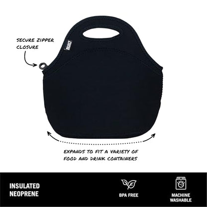 Built Gourmet Getaway Lunch Bag - Insulated Neoprene Lunch Box for Women and Men, Collapsible and Machine Washable, Black - color: Black