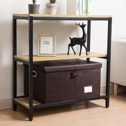 PRANDOM Collapsible Storage Box with Lid [3-Pack] Leather Fabric Foldable Storage Bin Organizer Container Basket Cube with Cover for Home Bedroom Closet Office Nursery Brown(22.8X15.7X11.8) - color: Brown, size: X-Large(3-Pack)