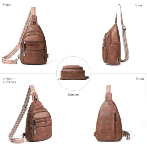 Leresas Sling Bag for Women Crossbody Bags Fanny Packs Over Shoulder Bag Sling Purse Backpack Vegan Leather Travel Handbag Purse Gifts Brown - color: Brown