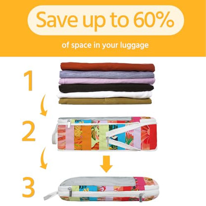 7 Pcs Compression Packing Cubes for Travel, Waterproof Suitcase Luggage Backpack Organizer with Toiletry Bag Travel Essentials for Women/Men-Tropical Pattern - color: Multi-Tropic