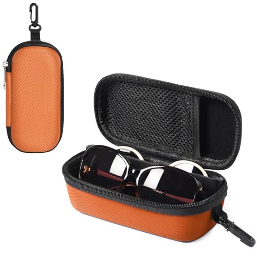 Bukere Double Eyeglasses Case with Adjustable Slots, EVA Hard-shell Travel Dual Glasses Sunglasses Organizer for Men Women - color: Orange