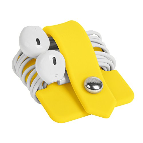 Portable Electronic Device Cover Cord Organizer for Earphones, Yellow - color: Yellow