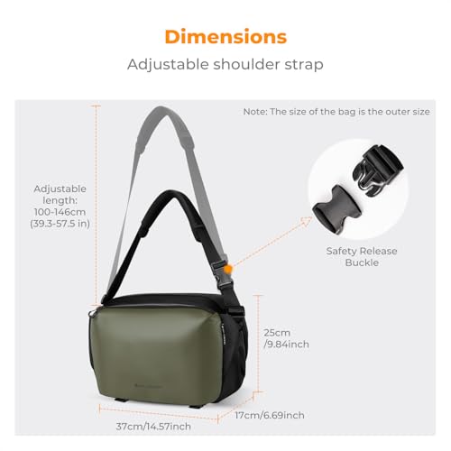 K&F CONCEPT Camera Sling Bag Crossbody Bag Waterproof Camera Shoulder Backpack DSLR/SLR/Mirrorless Camera Case - color: 12 Green Large