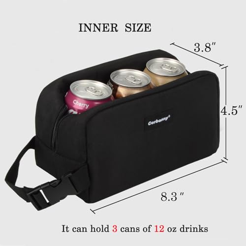 Cerbonny Small Lunch Bag, Freezable Lunch Bag, Small Cooler Bag, Insulated Mini Cooler Box with Ice Packs & Handle Buckle for Work Travel,Black - color: black-1