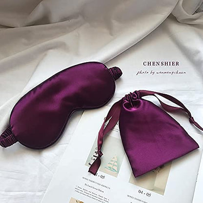 Silk Satin Sleeping Eye Mask, Dark Purple Sleep Eye Mask Night Blindfold for Women and Men, Soft Breathable Blackout Eyeshade Eye Cover for Travel, Wedding Bridesmaid Gift - color: Dark Purple