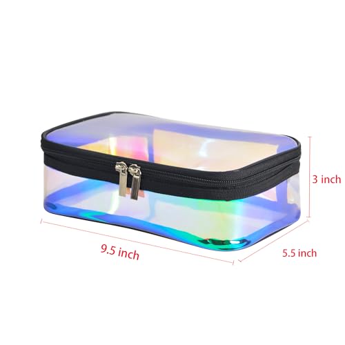Iridescent TPU Travel Cosmetic Makeup Bag Holographic Clear Makeup Kit Organizer Pouch Waterproof Toiletry Organizer Case - color: Iridescent