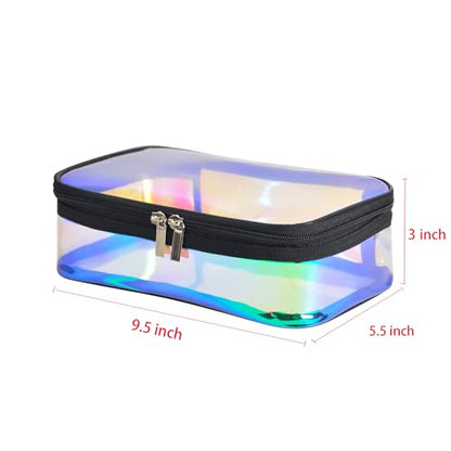 Iridescent TPU Travel Cosmetic Makeup Bag Holographic Clear Makeup Kit Organizer Pouch Waterproof Toiletry Organizer Case - color: Iridescent