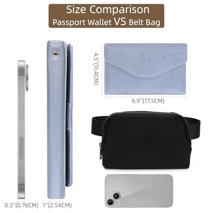 ZOPPEN Mulit-purpose Rfid Blocking Passport Holder Travel Wallet (Ver.4) Passport and Vaccine Card Holder ComboTri-fold Document Organizer Travel Essentials - color: #15 Distant Blue