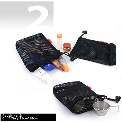 Drawstring Bags/Pouch/Ditty/Mesh-Stuff-Sack for Camping/Travel Cord/Bag - Storage 5-in-1 Travel Use Nylon 5 Pieces
