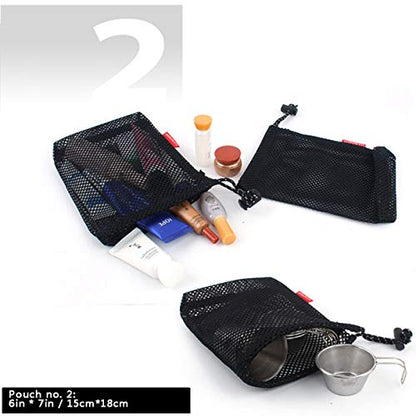 Drawstring Bags/Pouch/Ditty/Mesh-Stuff-Sack for Camping/Travel Cord/Bag - Storage 5-in-1 Travel Use Nylon 5 Pieces