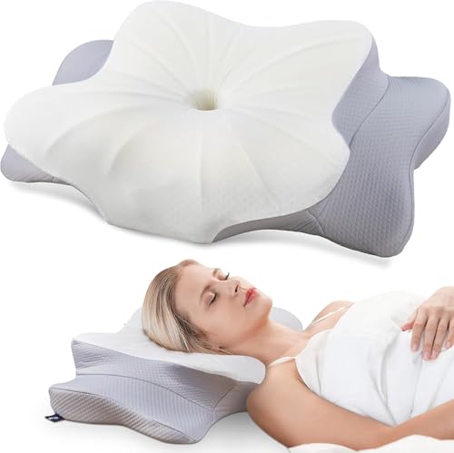 DONAMA Cervical Pillow for Neck and Shoulder Pain Relief, Cooling Contour Memory Foam Pillow, Dual-Height Ergonomic Neck Support Pillow for Side Back Stomach Sleepers with Removable Pillowcase - color: Grey, size: King Size