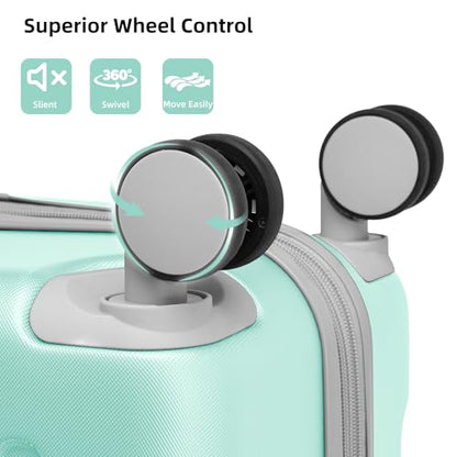 LARVENDER Luggage Sets 6 Piece, Expandable Luggage Set Clearance for Women, Suitcases with Wheels, Hardside Hard Shell Travel Luggage with TSA Lock, Mint Green - color: Mint Green, size: 6 piece set