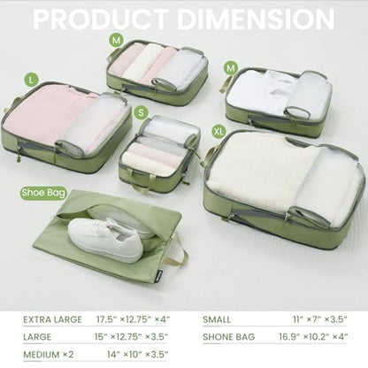 BAGAIL 6 Set Ultralight Compression Packing Cubes Packing Organizer for Travel Accessories Luggage Suitcase Backpack - color: Matcha Green70D, style: Mesh Pattern