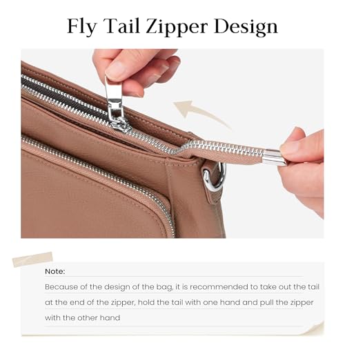befen Anti Theft Genuine Leather Crossbody Bags for Women Handbags and Shoulder Basg with Built in Wallet RFID Leather Purse - color: Mocha