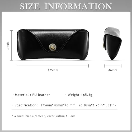 SUNGAIT Vegan Leather Glasses Case Portable Sunglasses Holder Hard Shell Slim Design Travel-Ready - color: Black