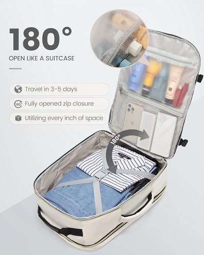 LOVEVOOK Travel Backpack for Women & Men 40L,Airline Approved Carry On Backpack Travel Essentials,TSA Carry on Luggage,Waterproof Personal Item Travel Bag,Suitcase with 3 Packing Cubes,Beige-Black - color: Beige-black, size: Large-40L-4Pcs