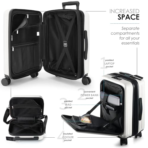 TRAVELARIM Hard Shell Luggage Sets with Spinner Wheels 4 Piece, Expandable Large Suitcases with TSA Lock, Travel Large Suitcase Set, White Luggage Set - color: White, size: 4 Piece Set (20/24/28)