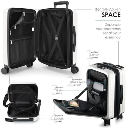 TRAVELARIM Hard Shell Luggage Sets with Spinner Wheels 4 Piece, Expandable Large Suitcases with TSA Lock, Travel Large Suitcase Set, White Luggage Set - color: White, size: 4 Piece Set (20/24/28)
