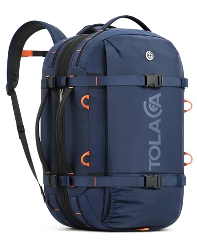 Tolaccea Travel Backpack for Men Women, 40L-50L Carry On Backpack with Wet Dry Compartment, Flight Approved Laptop Daypack Fits 15.6", Convertible Expandable Large Rucksack Duffel Bag for Work Travel - color: Blue