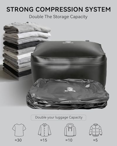 41L Travel Vacuum Bags with Pump, 180° Open,Compression Bags for Travel Luggage, Reusable IP67 Waterproof Vacuum Seal Packing Cubes for Carry On Suitcase and Backpack (3PC + Pump) - size: 3PC-PUMP
