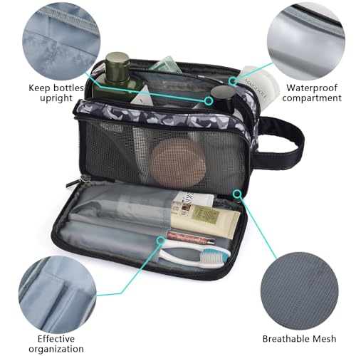 Kids Toiletry Bag for Boys, Travel Toiletry Bag for Little Young Boys Waterproof Hanging Wash Bag Toddler Traveling Toiletries, Shark Black - color: Shark-Black