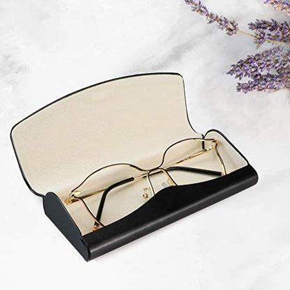LifeArt Eyeglass Case Hard Shell, Portable Sunglass Case, Fashionable PU Leather Eyeglass Case, Lightweight - color: F_637-2_black