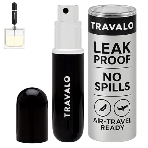 Travalo Classic HD Perfume Atomizer - Leak-Proof and TSA Approved for Air Travel - Reusable, Airtight, Easy-Fill Mini Pump Sprayer - Lightweight, Elegant Design w/Volume Window - Black 0.17oz - color: Black