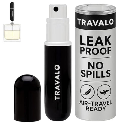 Travalo Classic HD Perfume Atomizer - Leak-Proof and TSA Approved for Air Travel - Reusable, Airtight, Easy-Fill Mini Pump Sprayer - Lightweight, Elegant Design w/Volume Window - Black 0.17oz - color: Black