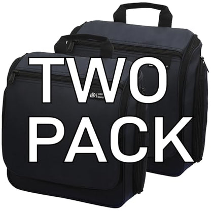 D&D Wanderlust D&D Hanging Travel Toiletry Bag for Men and Women – Cosmetics, Makeup and Toiletries Organizer Kit with 10 Compartments - color: 2 Pack Black