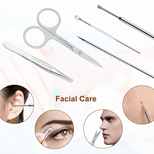 Nail Clippers Set 18 Pieces Stainless Steel Manicure Kit, Professional Grooming Kits, Nail Care Tools with Luxurious Travel Case - color: Brown