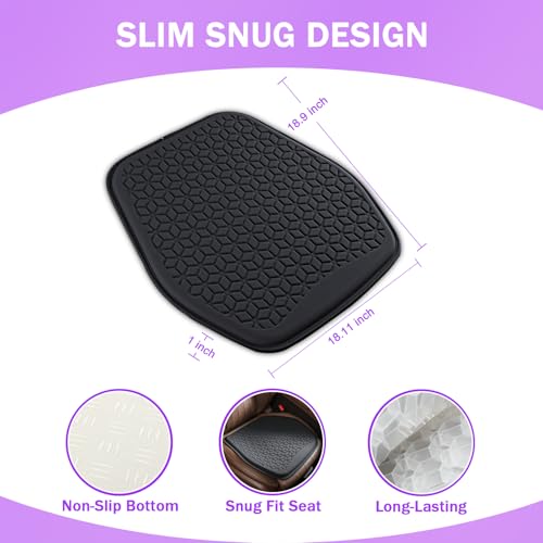 Thin Gel Seat Cushion for Car Seat, Office Chair, Wheelchair, Golf Cart - Non-Slip Car Seat Cushions with 0.7 Inch Gel - Sciatica & Coccyx Pain Relief (Fabric, Black) - color: Black