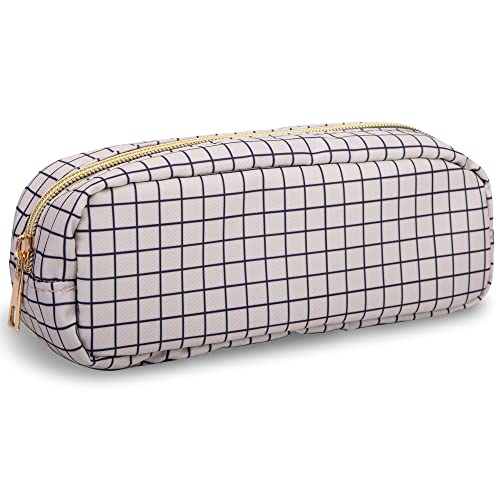 Nylon Slim Makeup Bag, Cute Makeup Brush Bag Checkered Makeup Bag Preppy Cosmetic Zipper Pouch for Purse, Travel Toiletry Bag Coin Pouch Make Up Organizer for Women Men Girls - color: Checkered, size: Slim