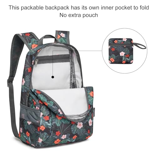 G4Free 20L Small Foldable Ultralight Waterproof Backpack for Camping Hiking Cycling Men Women - color: B-flower Black