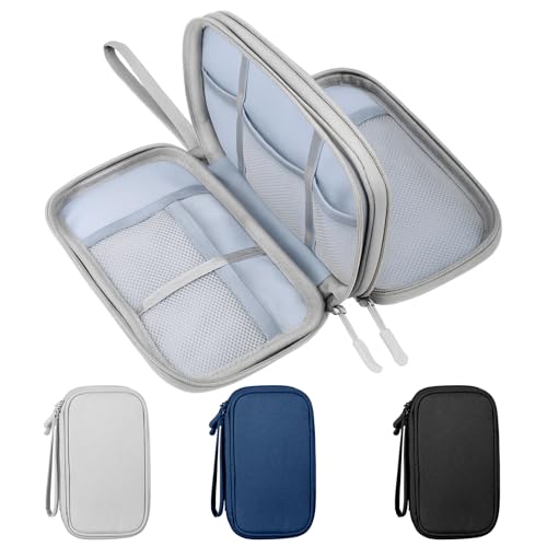 Sadnyy 3 Pcs Cable Organizer Travel in, Travel Electronic Pouch Double Layers Storage Bag for Data Cord Portable Waterproof Integrated Storage Bag