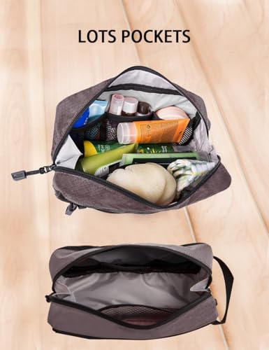 GOX Small Travel Toiletry Bag, Dopp Kit Case For Men, Multifunction Organizer Pouch(Black/Grey) - color: Black/Grey