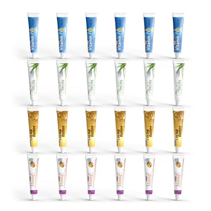 Natureplex Vitamin Cream Bundle – Includes Aloe Vera, Vitamin E, Vitamin A&D, and Cocoa Butter Creams (6 Each) – Everyday Skin Care Cream Set for Home, Work & Travel - 24 Travel Size Tubes