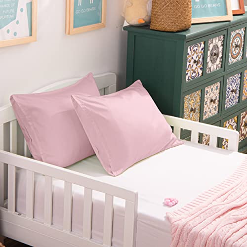 NTBAY Egyptian Cotton Toddler Pillowcases - Set of 2 - Travel Pillow Cases - 500 Thread Count Cotton 13x18 Pillow Covers - Envelope Closure Nursery Pillowcases, 13x18 Inches, Pink - color: Pink