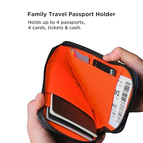 ALPAKA Zip Travel Wallet Blue Axoflux 210D - RFID Passport Holder - Self Locking Zipper - Tear Resistant Material - Four Pockets and Two Card Slots - HUB Accessories Compatible - color: Blue