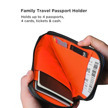 ALPAKA Zip Travel Wallet Blue Axoflux 210D - RFID Passport Holder - Self Locking Zipper - Tear Resistant Material - Four Pockets and Two Card Slots - HUB Accessories Compatible - color: Blue