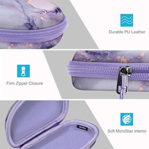 Fintie Sunglasses Case with Carabiner, Hard Shell Shockproof Sport Glasses Cases Travel Zipper Eyeglasses Holder, Lilac Marble - color: Lilac Marble
