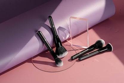 BS-MALL Soft Professional Makeup Brush Set - 4 Pcs Travel-friendly Brushes Including Foundation Brush for Liquid Makeup, Powder Brush & Blush Brush,Daily use (All Black) - color: All Black